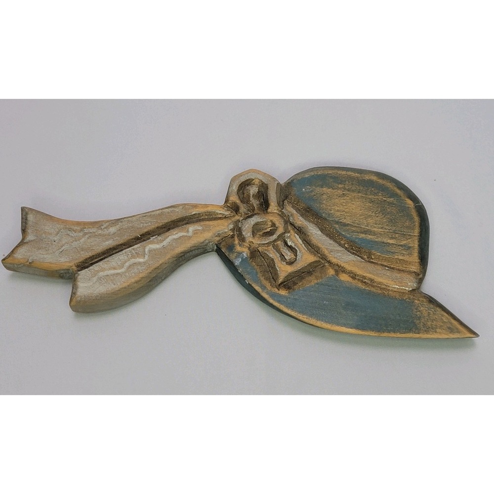 Wooden Bonnet / Hat Wall Decor Rustic Folk Art Style Vintage Style